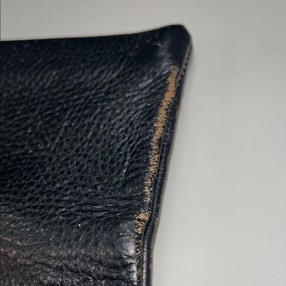 Source Unknown Leather Black Clutch with snap & zip pockets